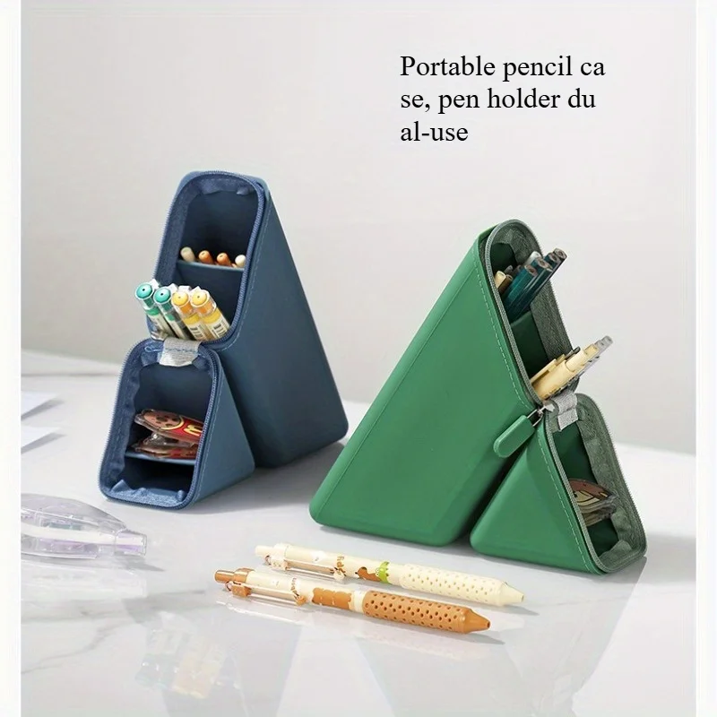 세련된 실리콘 펜 홀더-사무실 및 학습을 위한 접이식 데스크탑 주최자, 다목적 문구 컵, 학생을 위한 완벽한 선물