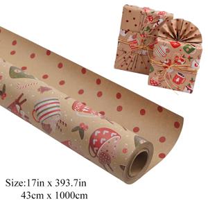 1롤 포장지 17인치 x 32.8피트, 양면 선물 포장지, 크리스마스 양면 디자인, 크리스마스 선물 포장에 적합