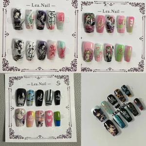 악마 슬레이어 짧은 사다리 네일 아트 네즈코 탄지로 미츠리 매니큐어 토키토우 네일 소녀 장식 쥬얼리 패치 생일 선물