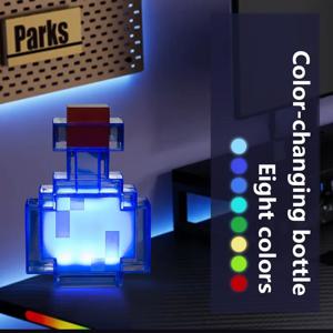 MC 게임 의학 병 LED 밤 빛 테이블 램프 게임 크리 에이 티브 장난감 램프 어린이를위한 충전식 침실 머리맡 침대 옆 램프