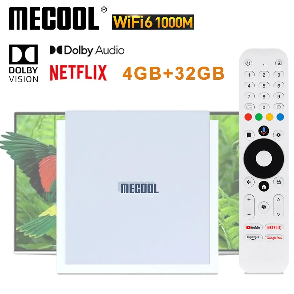 MECOOL KM2 PLUS DELUXE 32GB 넷플릭스 4K 안드로이드 TV 박스 구글 TV 돌비 비전 4GB DDR4 1000M LAN WIFI 6 IPTV 스트림 TV박스