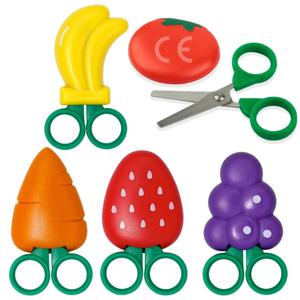Fniiva 1개 어린이용 가위 과일 모양 안전 가위 어린이 DIY 수공예 종이 자르기 도구
