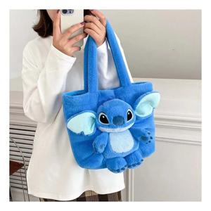 디즈니 2024 신상 만화 플러시 인형 숄더백 달콤하고 귀여운 스티치 딸기 곰 소프트 귀여운 소녀 핸드백