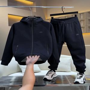 가을 신상 미국 캐주얼 스포츠 세트 남성 프리미엄 루즈 후디 재킷 스웨트팬츠 투피스 세트 긴팔 면 폴리에스터