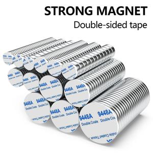 초강력 자석 네오디뮴 양면 접착 자석 원형 NdFeB N35 강력 영구 자석 냉장고용