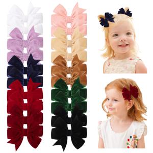 2개 세트 수제 벨벳 리본 헤어 클립 아기 소녀용 빈티지 크리스마스 레드 그린 리본 헤어핀 바레트 헤어 액세서리