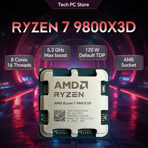 【브랜드+】AMD R7 9800X3D 라이젠 ™   7 9800X3D 신형 프로세서, 8코어/16스레드 120W 최대 5.2GHz, L3=96M 소켓 AM5(쿨러 미포함)