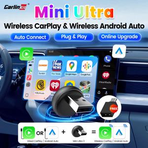 새로운 CarlinKit 5.0 Mini Ultra3 무선 Android Auto & CarPlay 2-in-1 무선 어댑터 WIFI Bluetooth Auto Connect Smart Mini Box 플러그 앤 플레이 자동차용