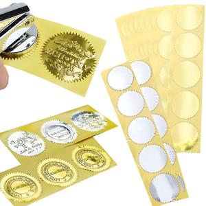45mm 기어 스티커 100 개/갑 황금 은빛 라운드 기어 스티커 양각 스탬프 DIY 재료 인사말 카드 청첩장 ZYF