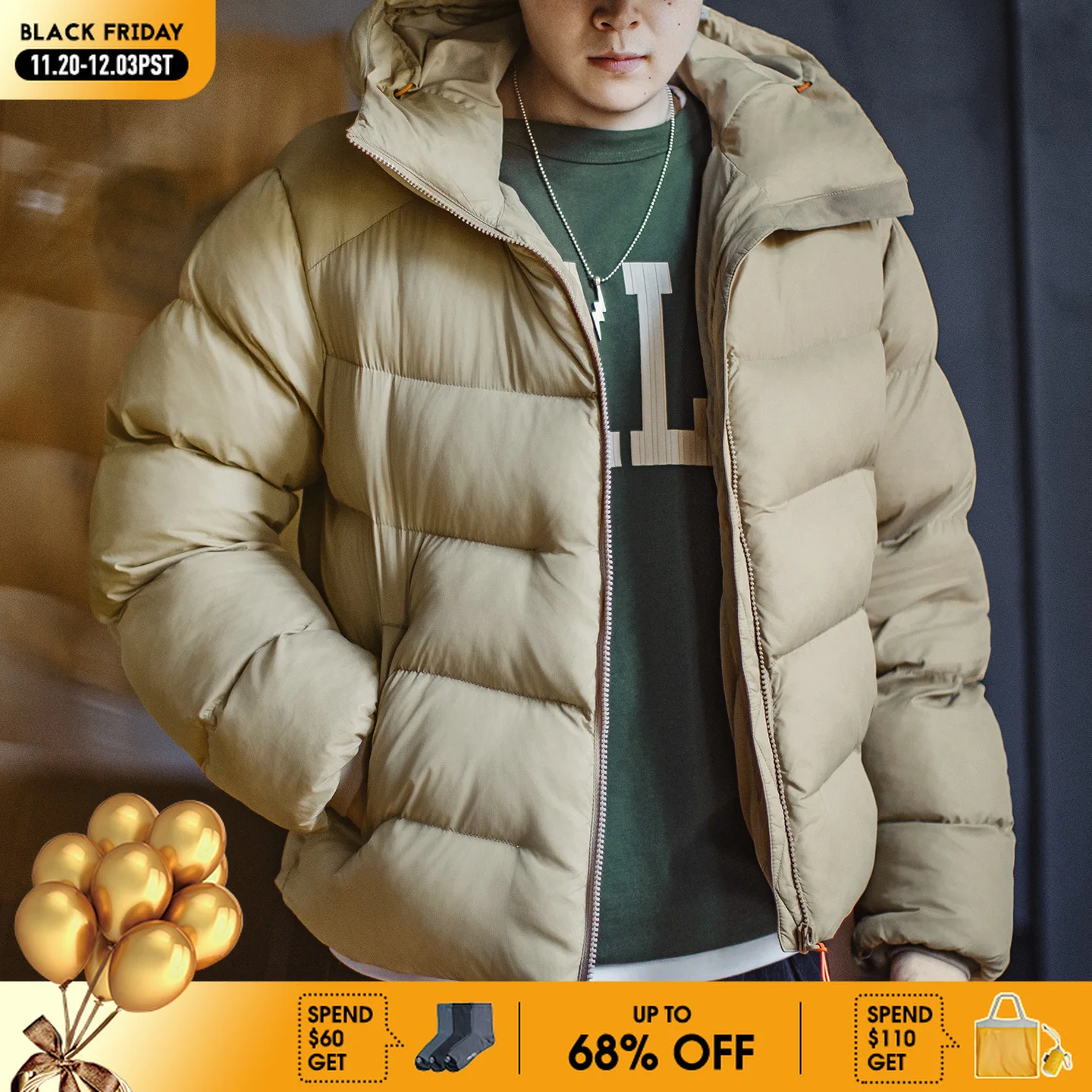 마덴 남성용 후드 코튼 패딩 재킷 퀼팅 퍼퍼 숏 코트 아웃도어 방수 방풍 따뜻한 소프트 재킷 가을 겨울용