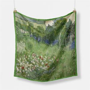 유명한 유화 능직 100% 실크 스카프 53cm 스퀘어 스카프 패션 두건, 여성 랩 히잡 머리 스카프 네커치프