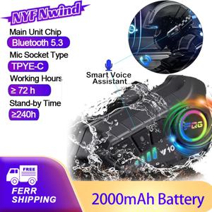 Y10 오토바이 헬멧 헤드셋 스테레오 음성 제어 블루투스 핸즈프리 통화 IPX7 방수 2000mAh 주변 조명