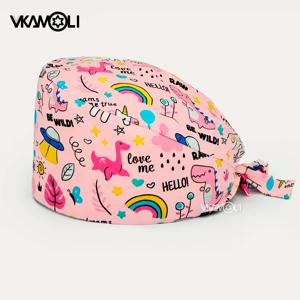 핑크 인쇄 모자 남성과 여성 작업 모자 스크럽 캡 Gorro Enfermera Quirofano 스크럽 캡 코튼 스크럽 모자 간호사 액세서리