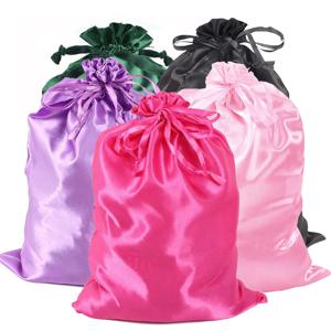 헤어 익스텐션, 번들, 가발 포장용 새틴 가방 1개 헤어 도구 보관 가방용 졸라매는 끈이 있는 부드러운 실크 파우치