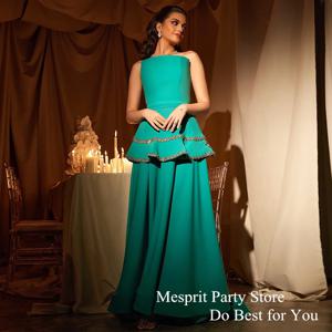 녹색 이브닝 원피스 크리스탈 맞춤형 페플럼 행사 드레스, 스트랩리스 민소매 스윕 트레인, A 라인 코르셋, 사우디 무도회 가운