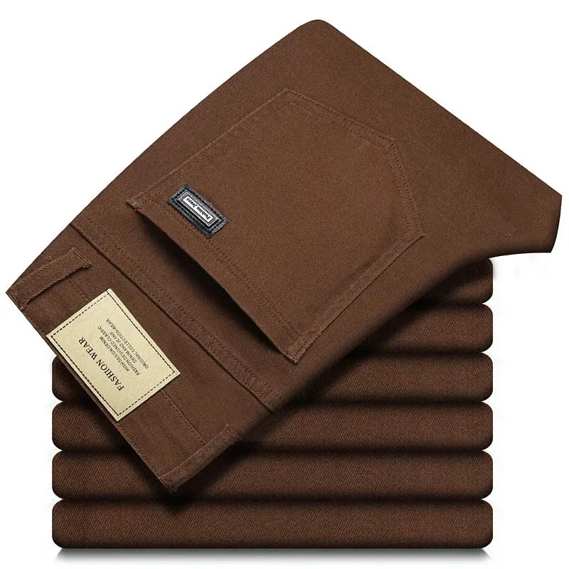 패션 느슨한 스트레이트 비즈니스 캐주얼 스트레치 데님 바지 남성 브랜드 바지 5 색 플러스 사이즈 남성 의류 슬림 청바지 28-44