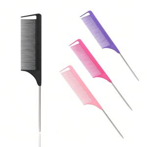 스테인레스 스틸 뾰족한 꼬리 머리 전문 헤어 빗 헤어 브러시 살롱 헤어 스타일링 도구 헤어 빗 실제 머리 가발을위한 특별