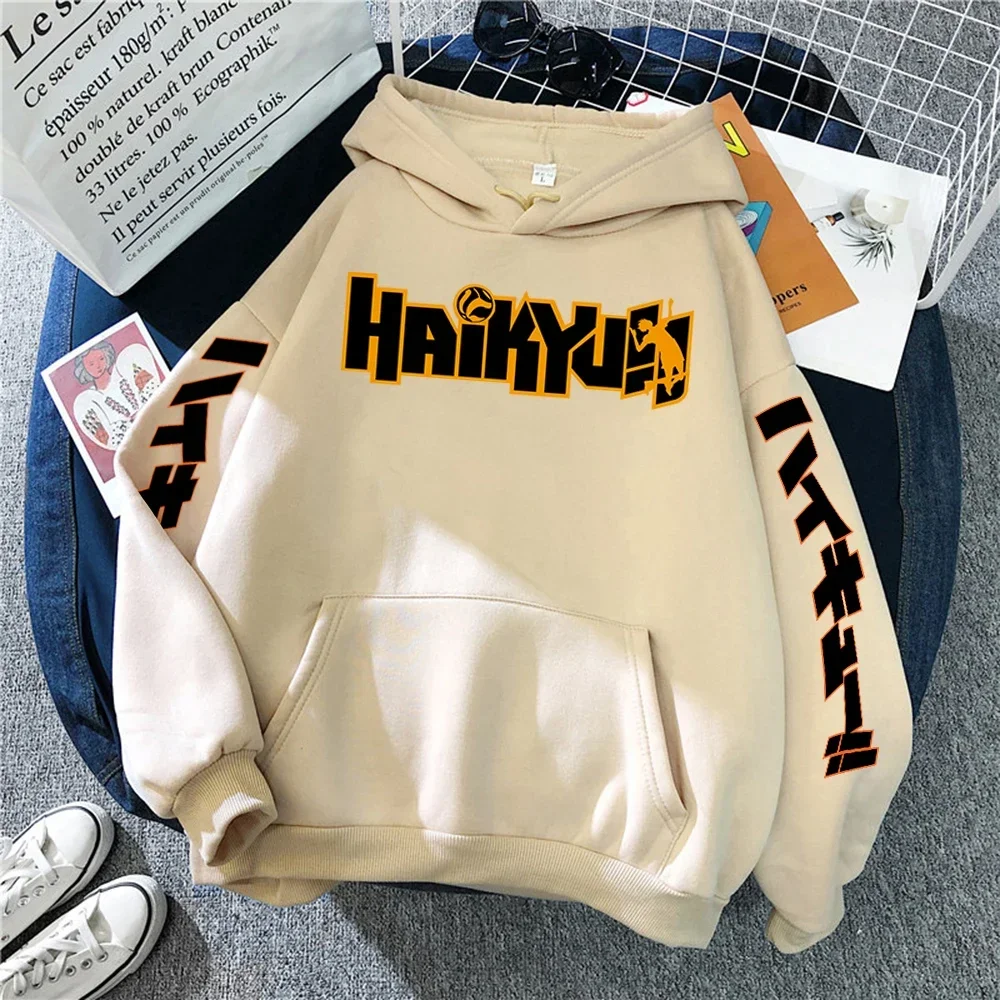 일본 애니메이션 Haikuu 만화 프린트 후드 티 남성 패션 Hoody 힙합 양털 스웨터 Crewneck 풀오버 귀여운 의류 풀오버
