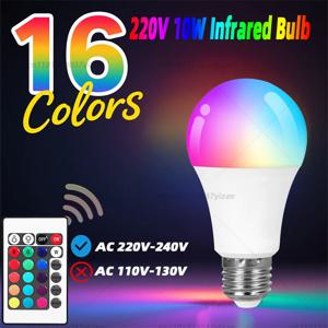 24 키 원격 제어 스마트 램프 분위기 빛 16 색 RGB 전구 LED 여러 가지 빛깔의 전구 E27 220V 가정용 조명 Dimmable