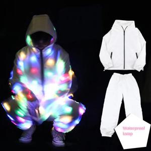 Led Lighs 방수 옷 멋진 밤 러닝 소품 Led Light Up Rave Jacket 성인 키즈 댄스 공연 멋진 드레스 플래시