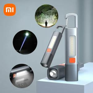 샤오미 강력한 조명 ABS 손전등 충전 휴대용 야외 미니 손전등, 캠핑 걸이형 텔레스코픽 포커스 COB 사이드 램프