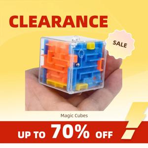 Clearance-mini 3D 미로 매직 큐브 6면 투명 퍼즐 스피드 큐브 롤링 볼 큐브 어린이를위한 미로 장난감 스트레스 릴리프