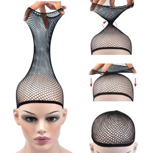 메쉬 가발 모자 신축성있는 탄성 검은 머리 그물 스트레치 오픈 엔드 Fishnet 가발 그물 가발 액세서리 용 통기성 메쉬 모자