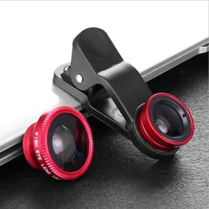 3 in 1 Fisheye 전화 렌즈 광각 줌 렌즈 Fish Eye 매크로 렌즈 모든 스마트 폰용 전화에 클립 렌즈가있는 카메라 키트