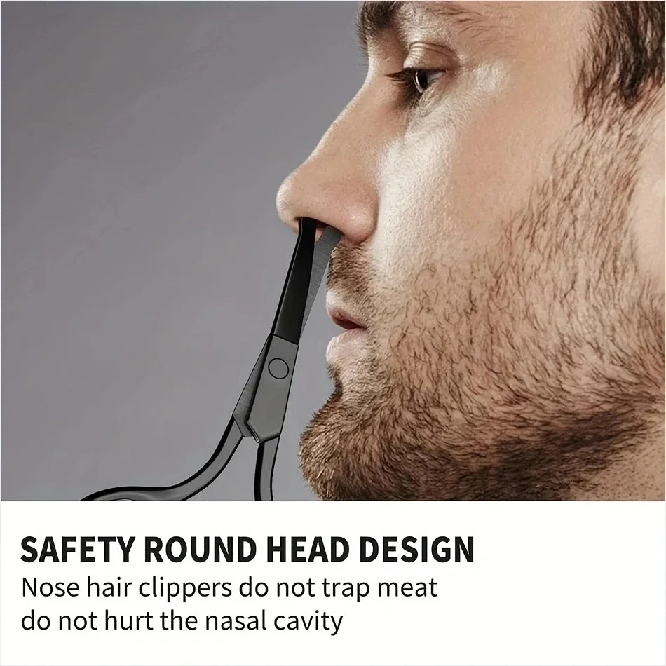 안전한 코 머리 가위 남녀공용 스테인레스 스틸 블랙 라운드 헤드(코를 다치게 하지 마세요)