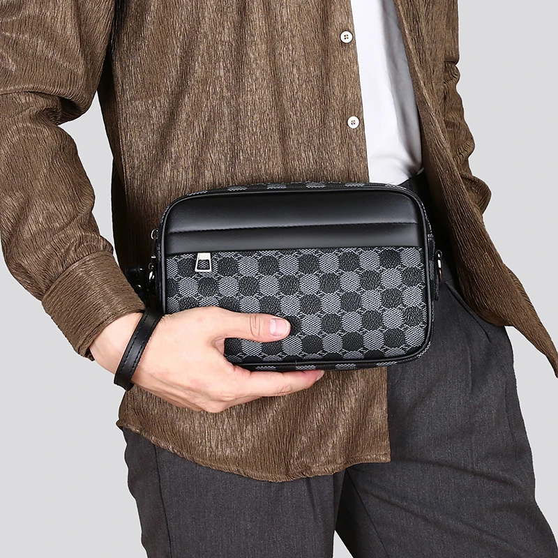 최고 품질 PU 가죽 남성 허리 팩 남성 패션 여행 스토리지 전화 어깨 가방 클러치 백에 대 한 비즈니스 Crossbody 가방