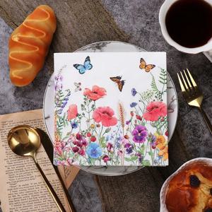 새로운 꽃 다채로운 냅킨 인쇄 된 종이 Placemats 레스토랑 호텔 파티 순수 목재 펄프 종이 20pcs/pac 목재 펄프 종이 33cm