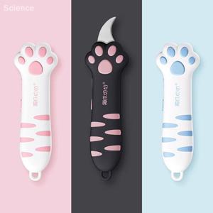 귀여운 고양이 발 칼 상자 커터 고양이 발톱 디자인 상자 종이 칼 개폐식 고양이 긁는 칼 골판지 씰링 테이프 커터