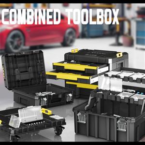 AIRAJ 스택 가능 도구상자 플랫 상단 잠금 가능 저장함 휴대용 유료 저장함 드릴 헤드 렌치 망치 벨트 도르래 각 연마기