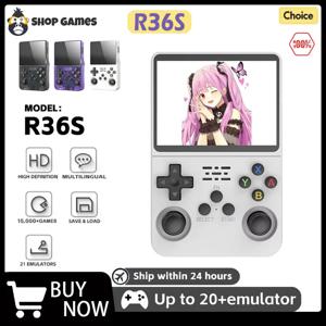 R36S 휴대용 게임 콘솔 3.5인치 IPS 640x480 화면 64GB 메모리 내장 클래식 게임 휴대용 휴대용 게임 콘솔