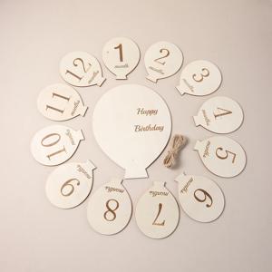 13종 세트 아기 성장 기념 나무 조각 마일스톤 헬로 월드 환영 신생아 사진 소품 카드