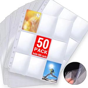 5-50팩 A4 사이즈 양면 9포켓 게임 카드 슬리브 보관 앨범 바인더 페이지 ID 컬렉션 홀더 아이돌 사진 앨범