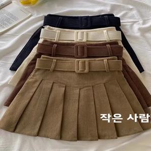 레트로 코듀로이 A라인 미니스커트 여성용 가을 겨울 플러스 사이즈 하이웨이스트 힙커버 플리츠 숏 스커트 패셔너블 다용도