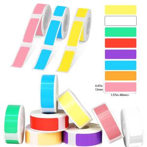 12x40 열전사 스티커 자체 접착 롤 컬러 라벨지 휴대용 프린터용 이름 여행 라벨 태그 가정용 사무실 보관용