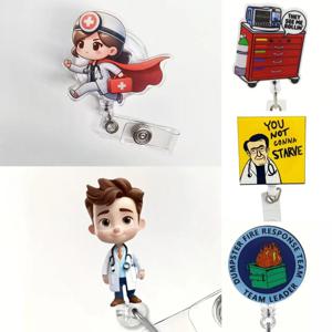 1개 간호사 디자인 접이식 배지 릴 - 간호사, 직장인 및 학생을 위한 내구성 있는 아크릴 ID 홀더