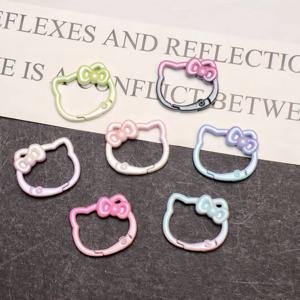 귀여운 산리오 헬로키티 그라데이션 컬러 스프링 버클 오픈 링 KT 고양이 리본 스프링 링 키체인 DIY 액세서리 가방 키체인