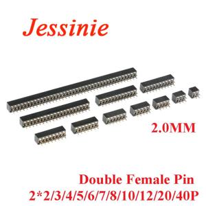 10pcs 2.0mm 피치 더블 행 스트레이트 여성 핀 헤더 스트립 커넥터 2*2/3/4/5/6/7/8/10/12/20/40P 2mm
