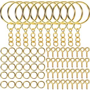 110Pcs 키 체인 오픈 점프 반지 눈 핀 쥬얼리 DIY 에폭시 수지 열쇠 고리 열쇠 고리 펜던트에 대한 액세서리 키트 만들기