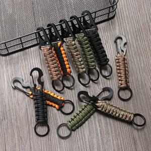 야외 키 체인 링 캠핑 Carabiner 군사 Paracord 코드 로프 캠핑 생존 키트 긴급 매듭 병따개 도구