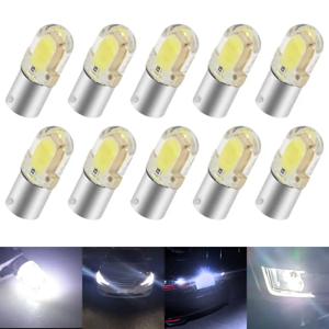 10X BA9S LED T4W H6W W5W LED 전구 CANBUS COB 2SMD 자동차 인테리어 돔 독서 등 사이드 웨지 번호판 라이트 신호 램프 12V
