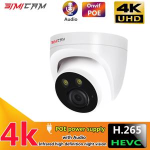 4K 8MP IP 카메라 감시 POE Onvif H265 오디오 돔 Onvif HD 야간 투시경 인간 감지 NVR 용 48V 4MP CCTV 비디오 보안