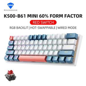 Machenike K500-B61 미니 기계식 키보드 60% 폼 팩터 61 키 게임용 키보드 유선 풀 키 핫 스왑 가능 RGB 백라이트