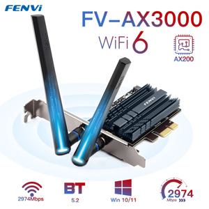 3000Mbps FV-AX3000 Wi-Fi 6 AX200 무선 PCIe Bluetooth 5.2 802.11AX 2.4G/5Ghz WiFi 어댑터 Wi-Fi 카드 PC Win10/11 MU-MIMO