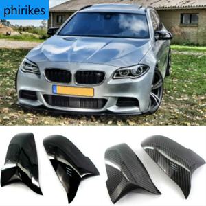 탄소 섬유 룩 블랙 카 백미러 사이드 미러 커버 캡 BMW 5 6 7 시리즈 F10 F11 F18 F07 F12 F13 F06 F01 F02 LCI