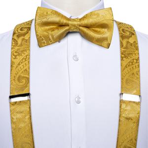 패션 실크 남자 멜빵 Bowtie 포켓 스퀘어 3.5cm 와이드 탄성 남자 관 세트 남자 셔츠 장식에 대 한 조정 가능한 교정기