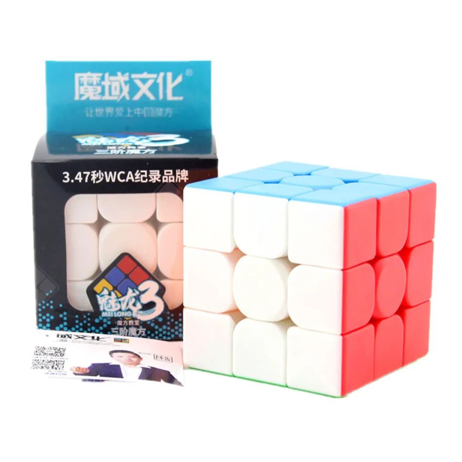 [ECube] Moyu Cubing 교실 Meilong 3/3C 3x3 매직 스티커리스 3 레이어 스피드 매직 큐브 어린이를위한 전문 퍼즐 장난감